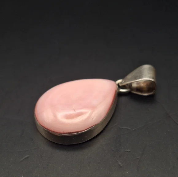 Pink Opal & Sterling Teardrop Pendant-  Chain For Display Only - Picture 10 of 11